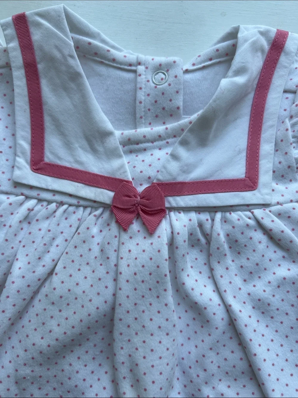 Janie and Jack White Baby Sailor Romper with Pink Trim